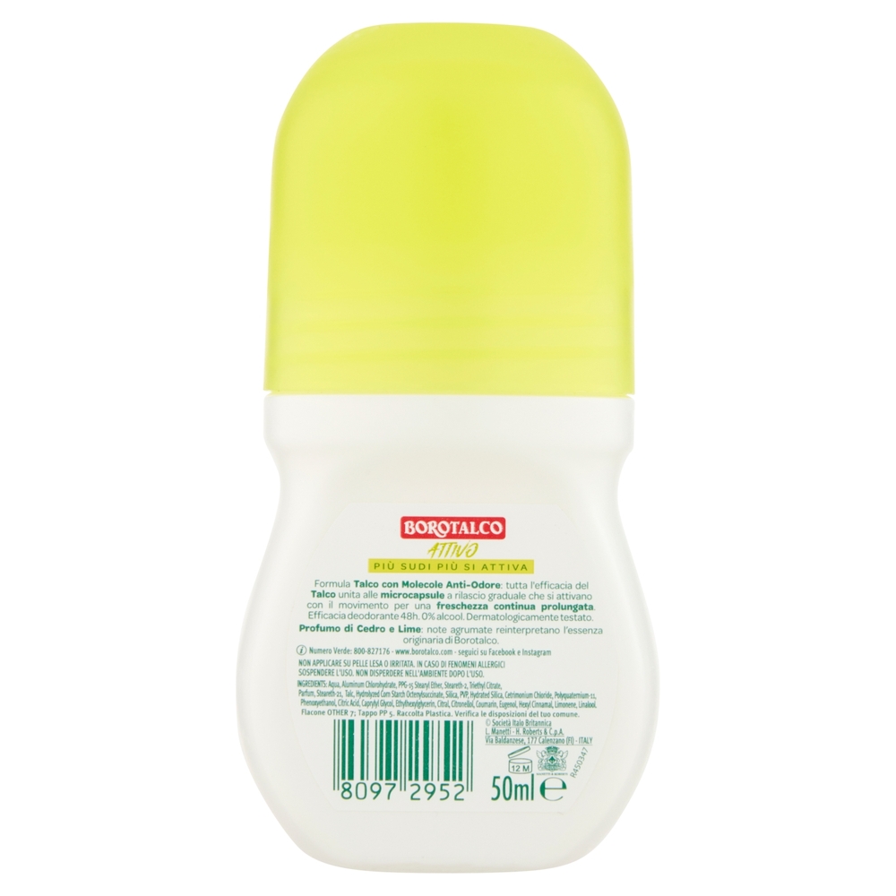 Borotalco Attivo Profumo di Cedro e Lime Deo Roll On 50 ml